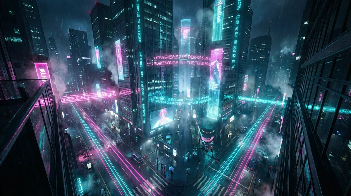 美美哒免费高清影院在线观看6 竖屏短剧平台首页背景 - 赛博朋克都市夜景